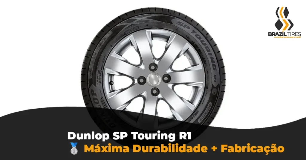 Dunlop SP Touring R1, o Top 2 entre Os Melhores Pneus 175/70 R14 da auditoria técnica da Brazil Tires, eleito por ter máxima durabilidade e fabricação no Brasil