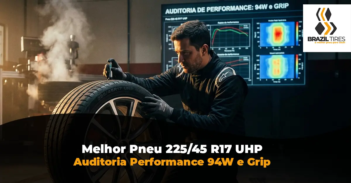 Comparativo técnico dos melhores pneus 225 45 17 94W UHP para carros esportivos como Jetta, Audi A3 e BMW Série 3. Análise de Goodyear, Barum, Xbri e Westlake.
