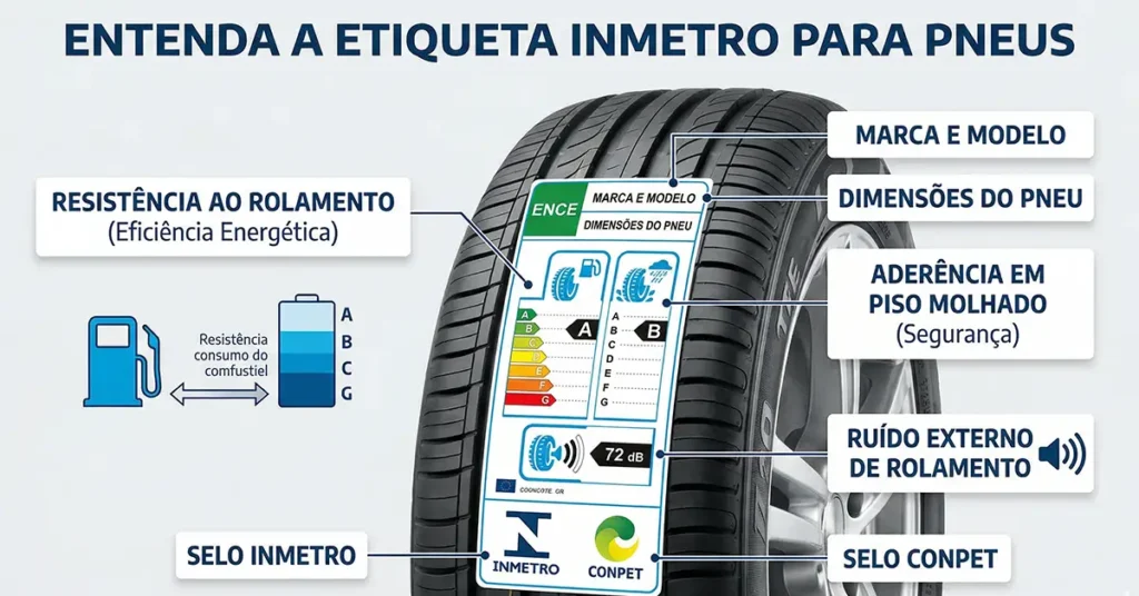 Etiqueta INMETRO do pneu 175 70 R13 mostrando notas de rolamento, molhado e ruído