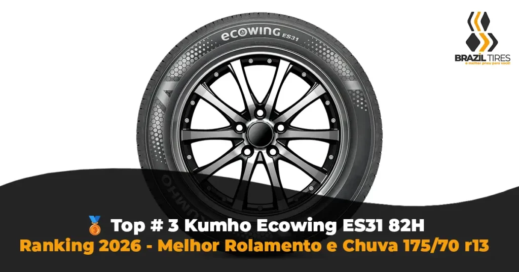 Pneu Kumho Ecowing ES31 175/70 R13 82H com tecnologia de sílica e INMETRO C em molhado